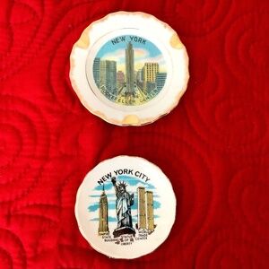 Set of 2 Vintage New York City Travel Souvenir Decorative Plate and Ashtray 1970
